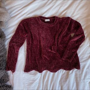 Altar’d State Scalloped Sweater (burgundy)